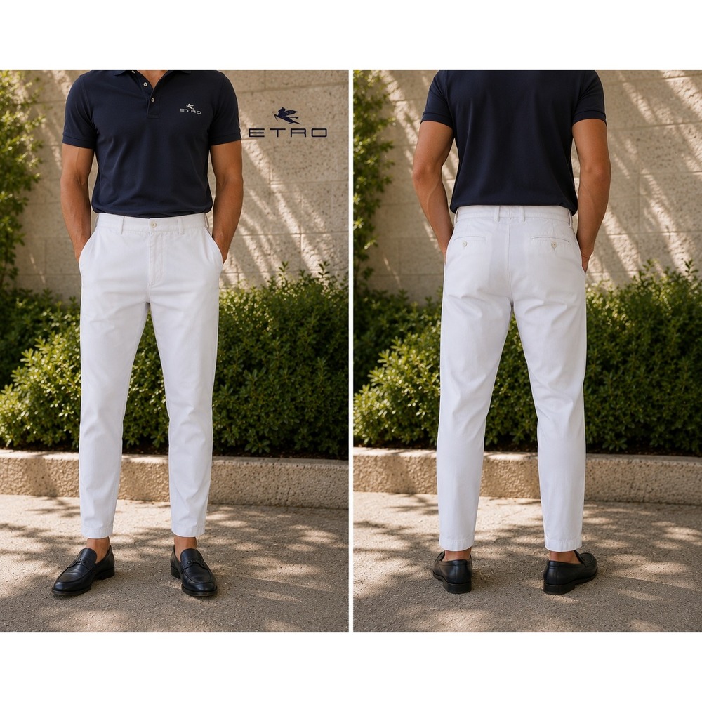 ETRO Men's White Cotton Chino Pants Made in Italy Luxury Designer Size‎ 32x32